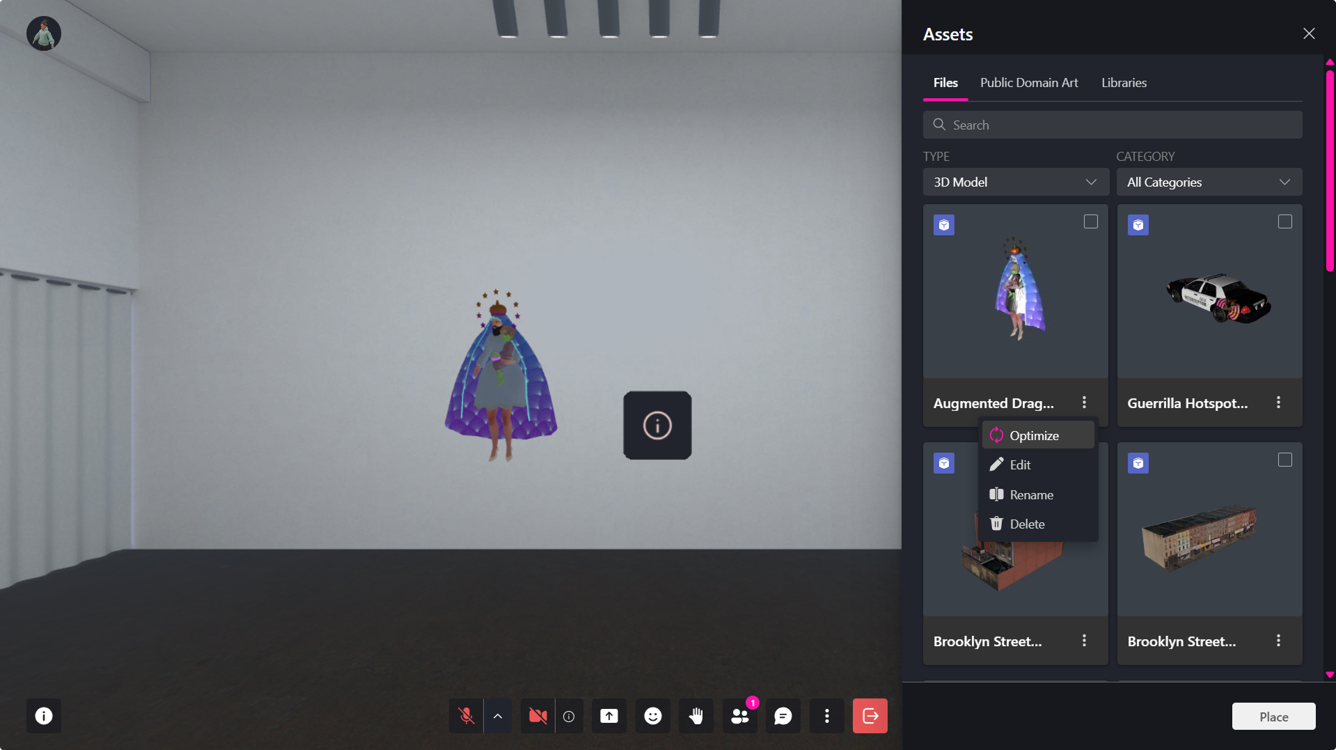 Screenshot of avatar selection screen