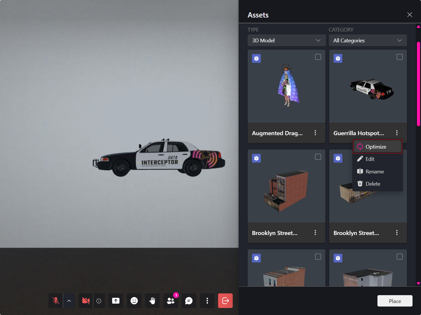 Screenshot of avatar selection screen
