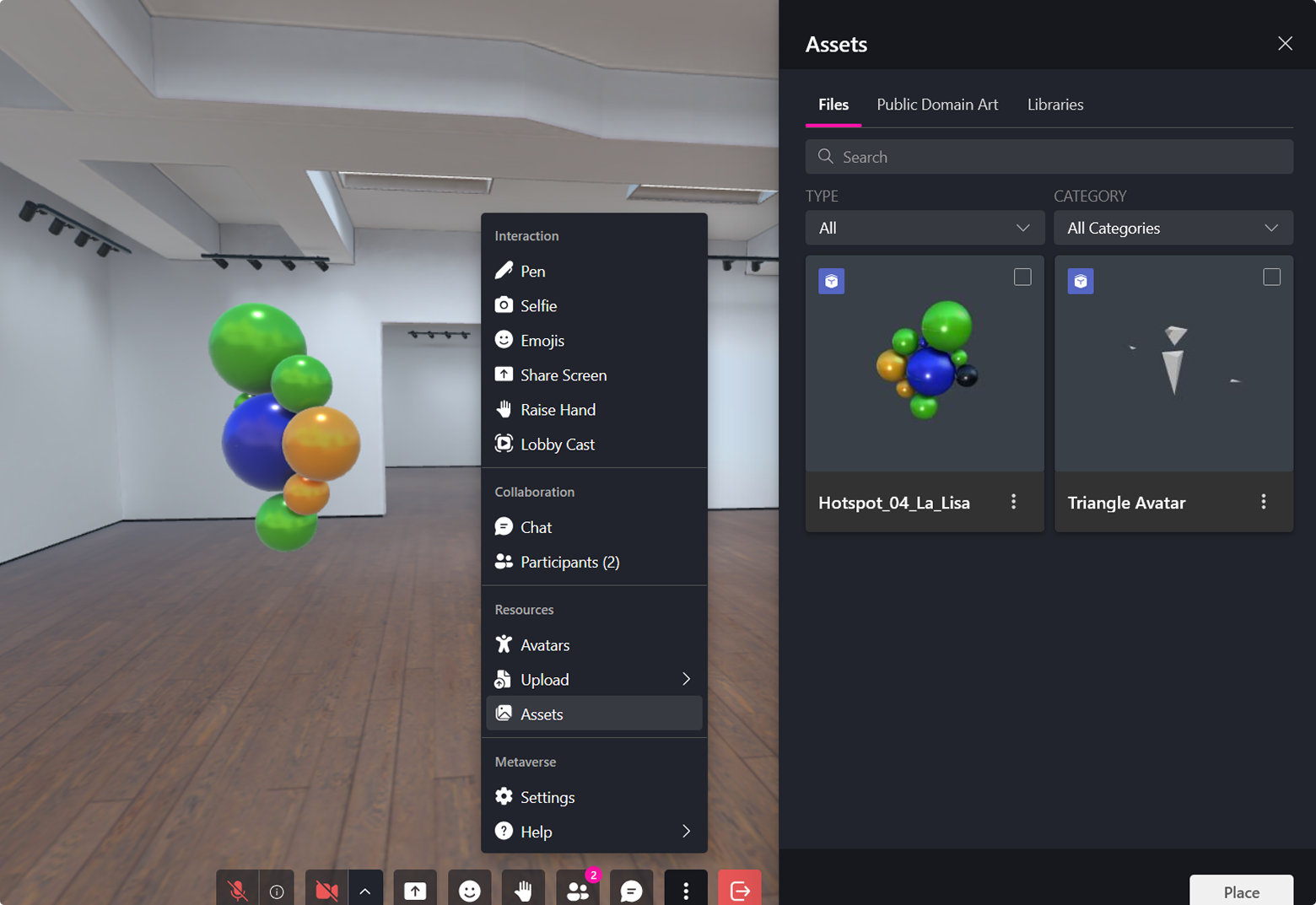 Screenshot of avatar selection screen
